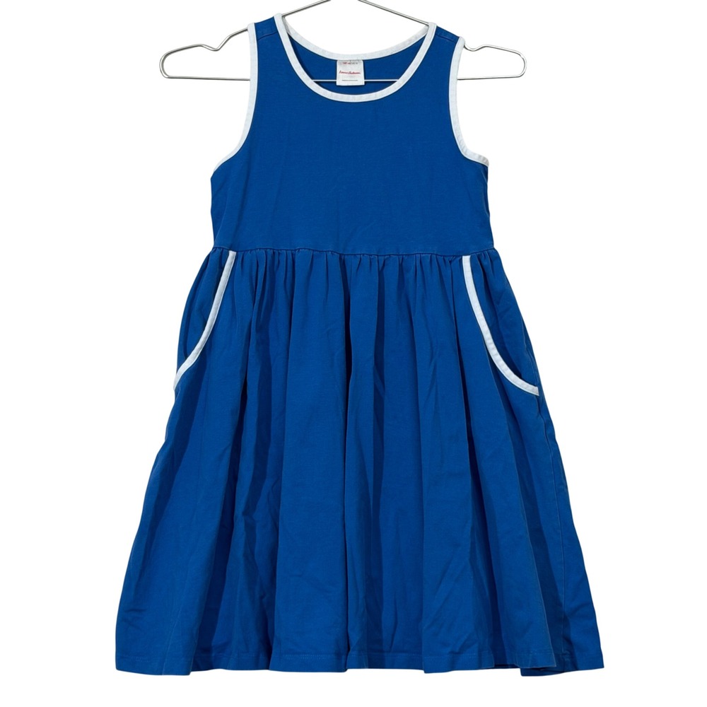 Hanna Andersson Racerback Dress Kids 10 Blue Sleeveless Pockets